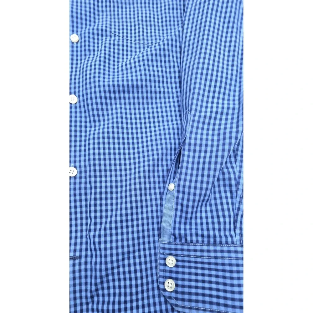 Banana Republic Non-iron Tailored Slim Fit Blue Check Plaid Shirt Men's Size L